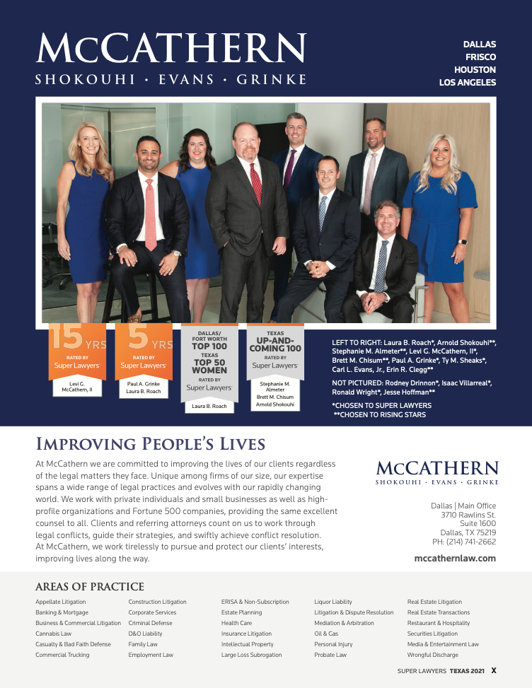 2021 Texas Super Lawyers McCathern Ad